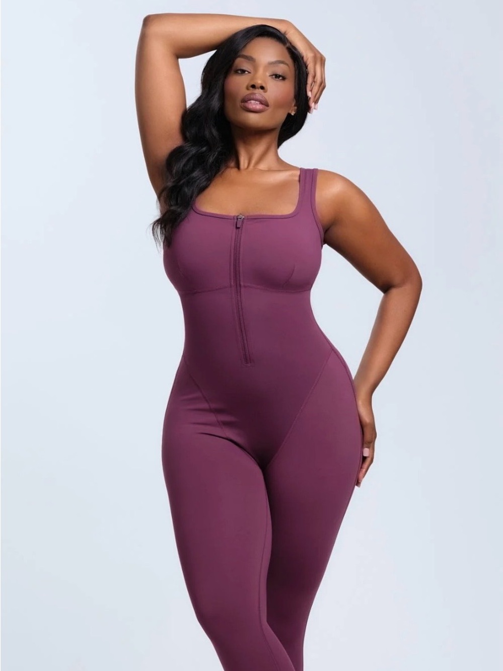 She’s Waisted SaunaSculpt Compression Jumpsuit XL Burgundy/Merlot NWT